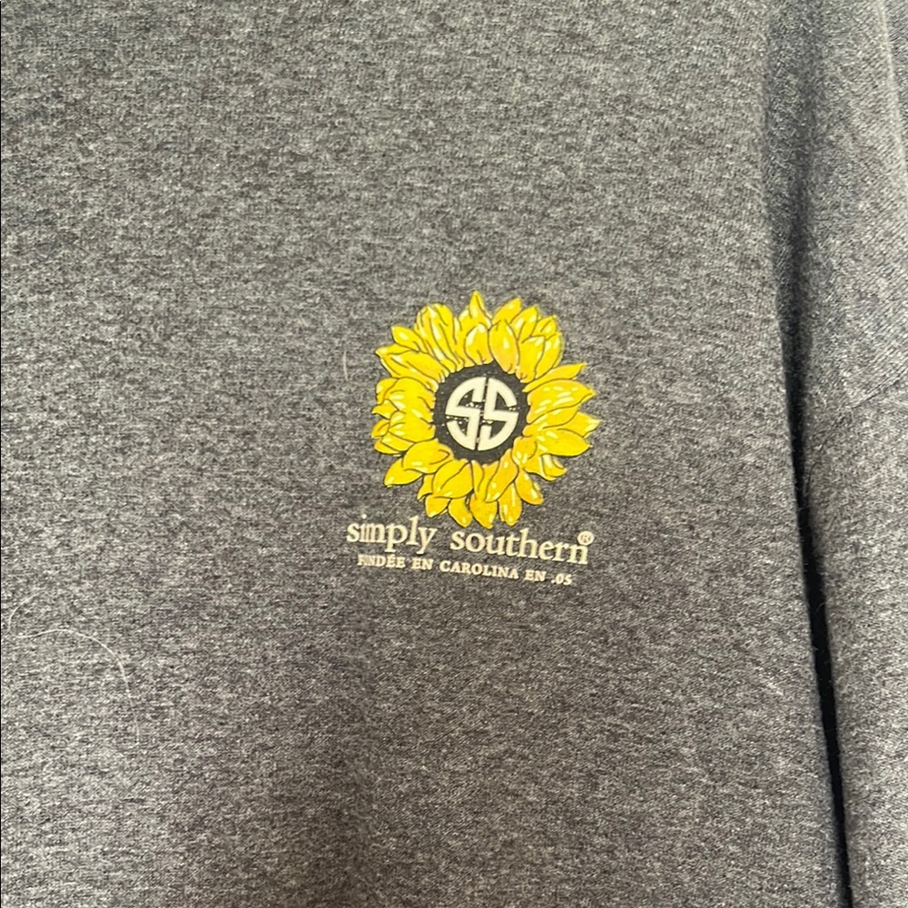Simply Southern Gray Crewneck Sweater with Yellow Sunflower